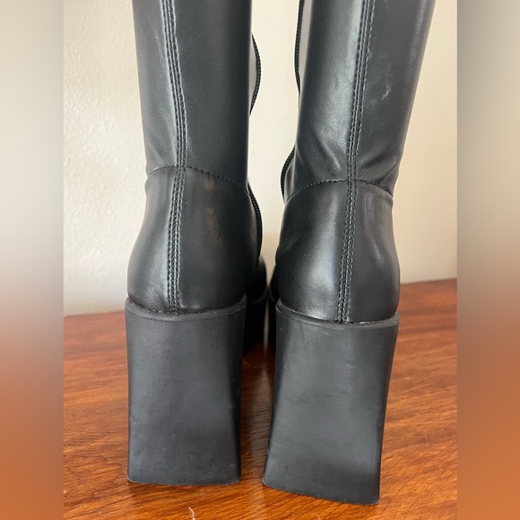 ALDO Maritza Black Platform Stretch Over Knee-High Boots Size 10 Y2K/90s Retro - Picture 7 of 16